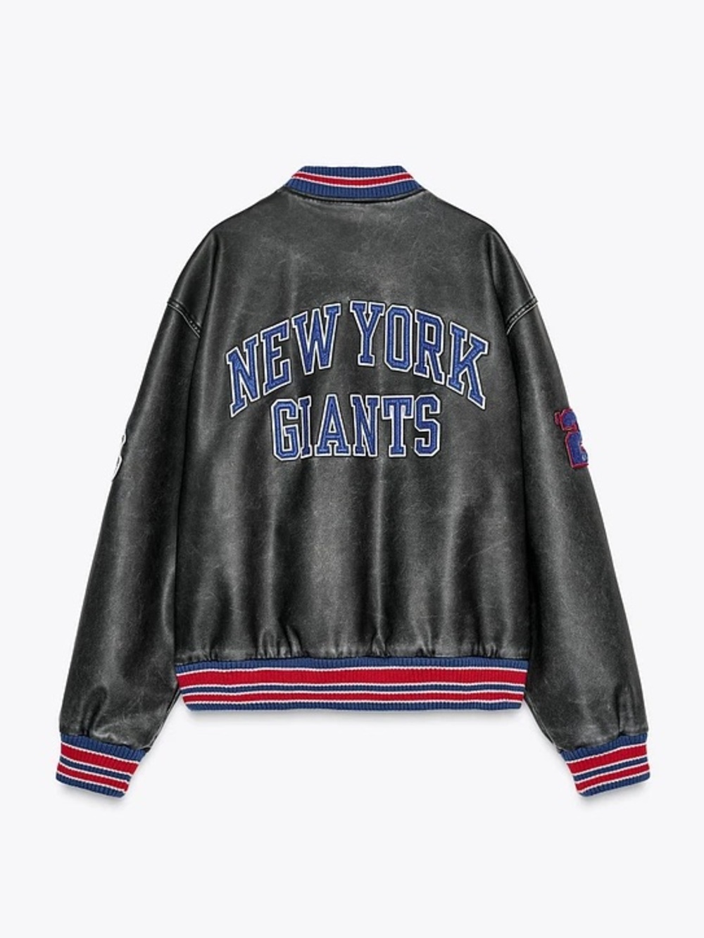 ZARA x NFL New York Giants Faux Leather Bomber Jacket - NWT / XL - Picture 2 of 10